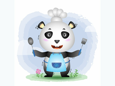 一个可爱的小熊猫厨师(a cute little panda chef)