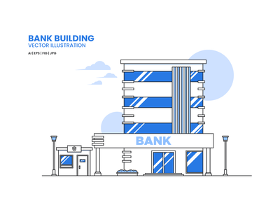 银行大楼矢量图(Bank Building Vector Illustration)
