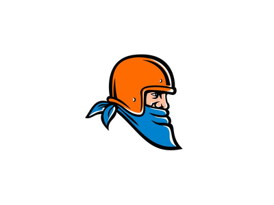 戴着头巾和头盔吉祥物的强盗骑自行车的人(Bandit Biker Wearing Bandana and Helmet Mascot)