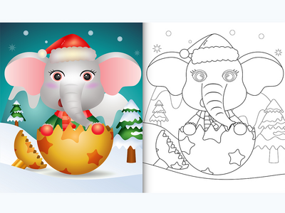 带可爱大象的孩子们的图画书(coloring book for kids with a cute elephant)