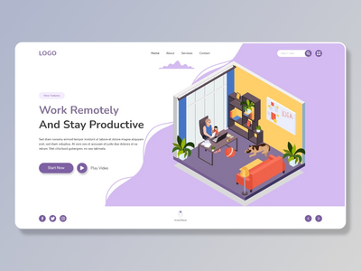概念远程工作工作网站模板(Concept Remote Working Work Website Template)