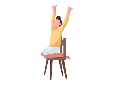 椅子上的男孩半平面彩色矢量字符(Boy on chair semi flat color vector character)