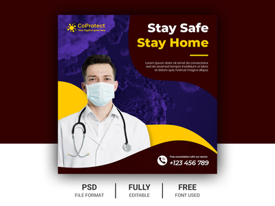 电晕病毒保健横幅，社交媒体 Instagram 帖子，用于电晕病毒(Corona virus healthcare banner, social media Instagram post for corona virus)