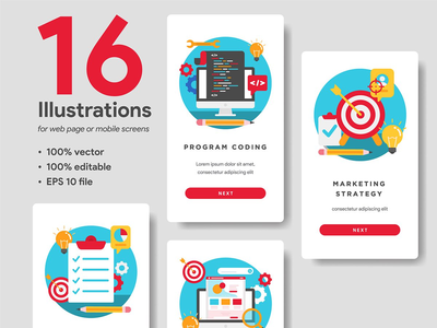 16 商业和发展向量集合(16 Business and Development Vector collection)