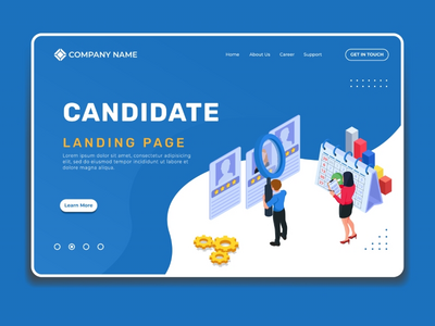 具有等距人员的候选登陆页面插图模板(Candidate landing page illustration template with isometric people)