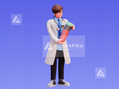 3d 字符男医生插图(3D Character Male Doctor Illustration)