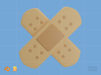 绷带 - 3D 医疗保健插图包（正面）(Bandage - 3D Healthcare Illustration Pack (front))