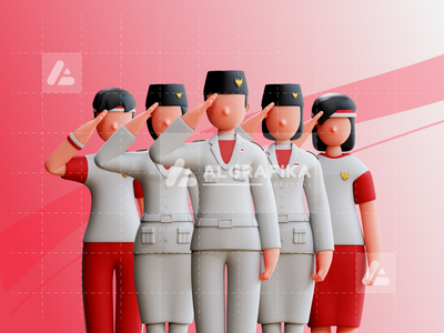 印度尼西亚的 3D 角色独立日(3D Character Independence Day Of Indonesia)