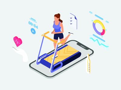 ARVR 健康等距图(ARVR Health Isometric Illustration)