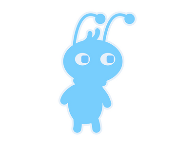 可爱的蓝色外星人半平面颜色矢量字符(Cute blue alien semi flat color vector character)