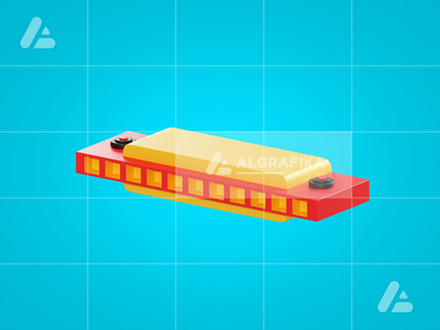 3d 插图口琴对象(3d illustration harmonica object)