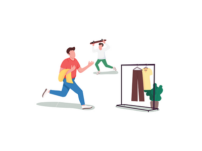 黑色星期五购物者平面彩色矢量不露面人物(Black friday shoppers flat color vector faceless characters)