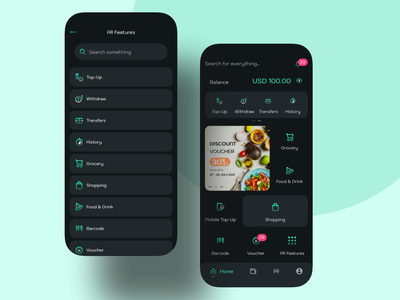 所有功能 - 数字钱包移动 UI 套件(All Features - Digital Wallet Mobile UI Kit)