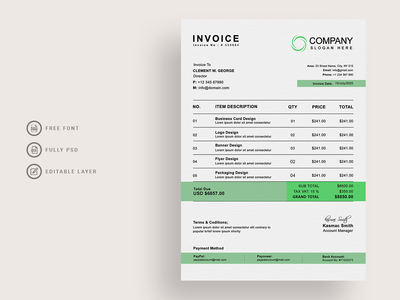 带绿色的公司发票模板(Corporate invoice template with green)