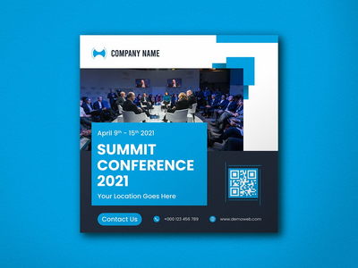 商务会议 Instagram 帖子和社交媒体横幅模板(Business conference Instagram post and social media banner template)