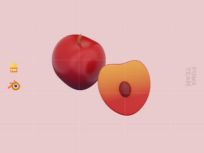 可爱的 3D 水果插画包-李子(Cute 3D Fruit Illustration Pack - Plum)