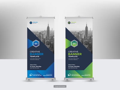 企业卷起横幅或传单社交媒体帖子模板(Corporate roll up banner or flyer social media post template)