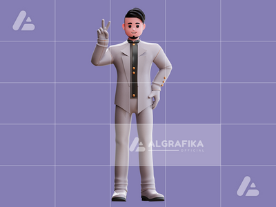 3d 婚礼新郎人物插图(3d wedding groom character illustration)