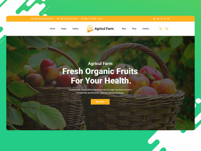 农业英雄标题登陆页面设计。(Agriculture Hero Header Landing Page Design.)