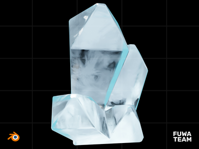 黑暗插图包中的 3D 游戏元素发光 - 冰(3D Game elemental glow in the dark illustration pack - Ice)