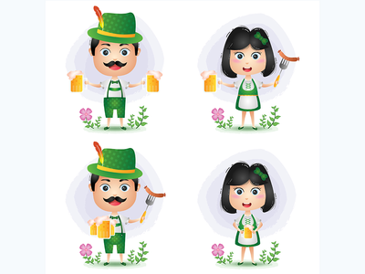 一对穿着传统慕尼黑啤酒节礼服的可爱情侣(a cute couple with traditional oktoberfest dress)