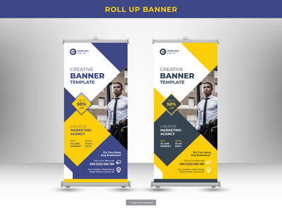 企业卷起横幅或传单社交媒体帖子模板(Corporate roll up banner or flyer social media post template)