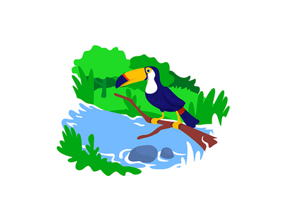 亚马逊丛林 2D 矢量网页横幅、海报(Amazon jungle 2D vector web banner, poster)