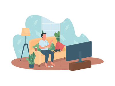 不良饮食习惯 2D 矢量网页横幅、海报(Bad eating habit 2D vector web banner, poster)