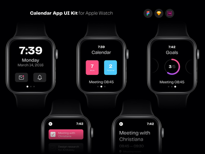 适用于 Apple Watch 的日历应用程序 UI 套件(Calendar App UI Kit for Apple Watch)