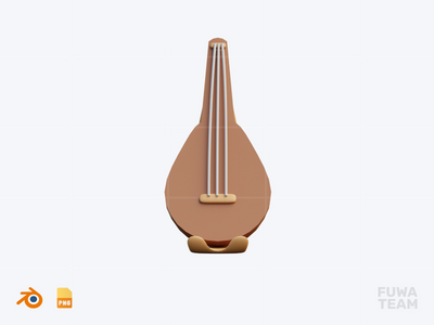 琵琶 - 3D 可爱的日本图标包（正面）(Biwa - 3D Cute Japanese Icon Pack (front))