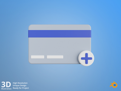 添加信用卡-电子商务 3D 插图(Add Credit Card - E-Commerce 3D Illustration)