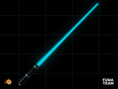 3D 游戏设备在黑暗插图包中发光 - 光剑（正面）(3D Game equipment glow in the dark illustration pack - Lightsaber (Front))