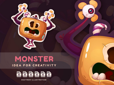 疯狂的万圣节怪物 - 可爱的贴纸(Crazy Halloween Monster - Cute Sticker)