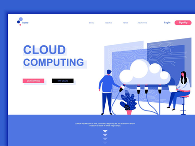 云计算平面登陆页面模板(Cloud Computing Flat Landing Page Template)