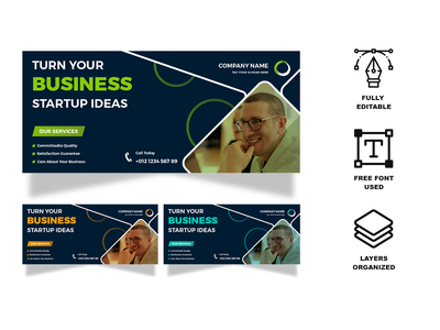 公司 Facebook 封面横幅模板(Corporate Facebook Cover Banner Template)