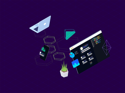 Blockchain 平台等距图 13(Blockchain Platform Isometric Illustration 13)