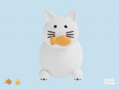 猫 - 可爱的 3D 动物（正面）(Cat - Cute 3D Animal (front))