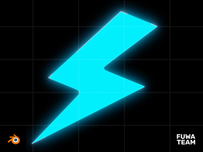 黑暗插画包中的 3D 游戏元素发光 - 闪电（正面）(3D Game elemental glow in the dark illustration pack - Lightning (Front))