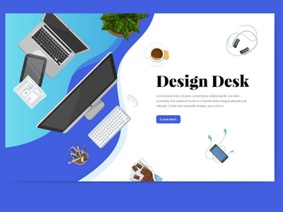 带商务台的横幅模板(Banner Template with Business Desk)