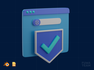 浏览器安全 - 3D 网络安全插图(Browser Security - 3D Cyber Security Illustration)
