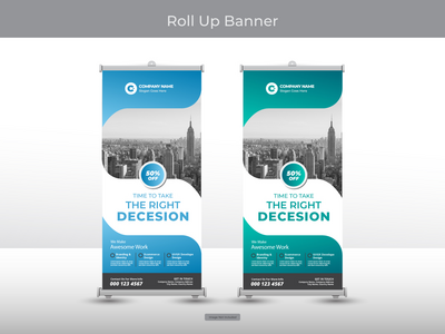 企业卷起横幅或传单社交媒体帖子模板(Corporate roll up banner or flyer social media post template)