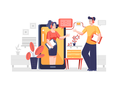 呼叫中心矢量图概念(Call Center Vector Illustration concept)