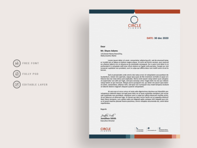 蓝色和橙色的现代商业信头(Blue and Orange Colors Modern Business Letterhead)