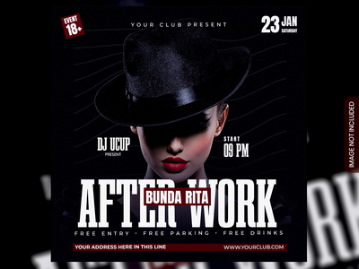 下班后 dj 派对传单或社交媒体帖子和网页横幅(After Work dj party flyer or social media post and web banner)