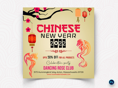 中国新年社交媒体帖子模板(Chinese New year Social Media Post Templates)