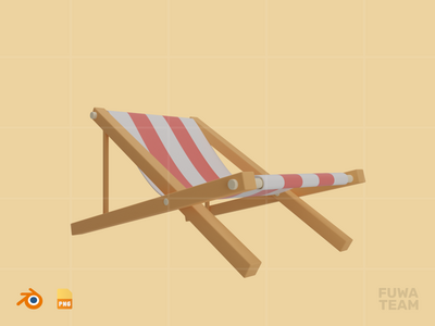 沙滩椅 - 3D 旅行和假日插图包（正面）(Beach Chair - 3D Travel & Holiday Illustration Pack (front))