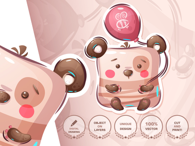 熊与气球-无缝模式(Bear with balloon - seamless pattern)