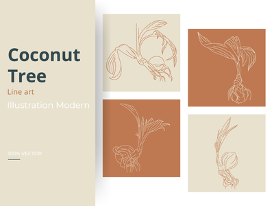 椰子树线条艺术(Coconut tree line art)