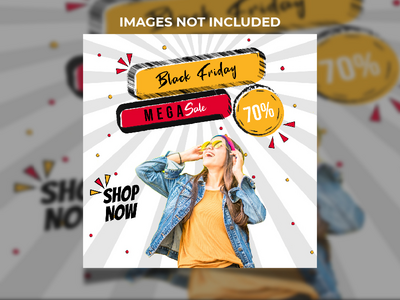 黑色星期五超级销售社交媒体横幅模板(Black friday super sale social media banner template)