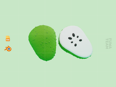 可爱的 3D 水果插画包 - 刺果番荔枝（正面）(Cute 3D Fruit Illustration Pack - Soursop (front))
